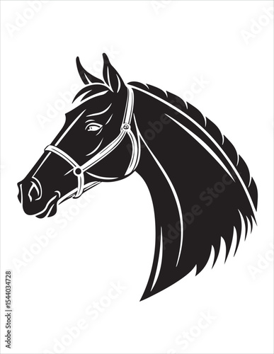 Elegant Horse Silhouette Vector – Black and White Stallion Illustrations, Equestrian Clipart & Galloping Horse Graphics