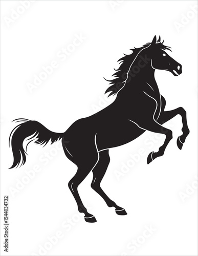 Elegant Horse Silhouette Vector – Black and White Stallion Illustrations, Equestrian Clipart & Galloping Horse Graphics