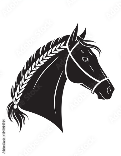 Elegant Horse Silhouette Vector – Black and White Stallion Illustrations, Equestrian Clipart & Galloping Horse Graphics