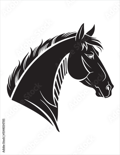 Elegant Horse Silhouette Vector – Black and White Stallion Illustrations, Equestrian Clipart & Galloping Horse Graphics