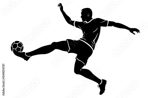 Soccer Player Mid-Kick Action Shot – Dynamic Football Moment Captured