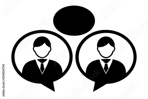 Business Discussion Bubble Icons: Professional Avatar Chat Vector Graphics
