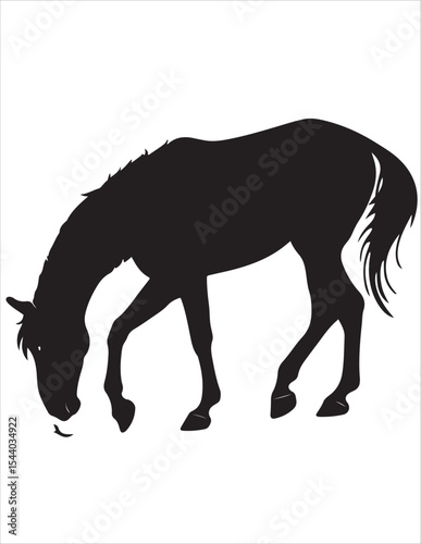 Elegant Horse Silhouette Vector – Black and White Stallion Illustrations, Equestrian Clipart & Galloping Horse Graphics