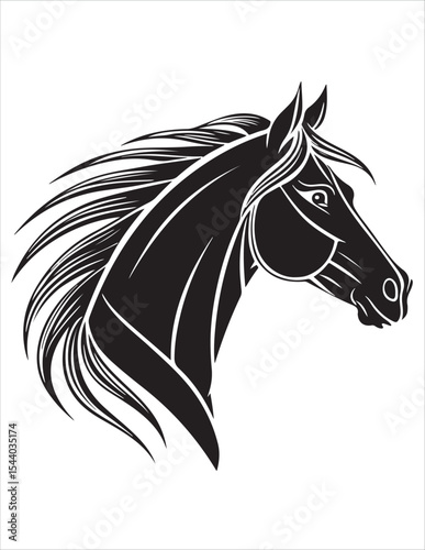 Elegant Horse Silhouette Vector – Black and White Stallion Illustrations, Equestrian Clipart & Galloping Horse Graphics
