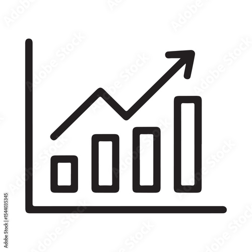 Positive growth trend bar graph upward arrow