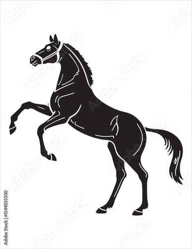 Elegant Horse Silhouette Vector – Black and White Stallion Illustrations, Equestrian Clipart & Galloping Horse Graphics