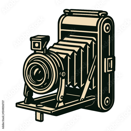 Retro vintage camera vector art, classic photography illustration, hand-drawn style, editable SVG, ideal for posters, logos, prints, and commercial use Vector Illustration Design