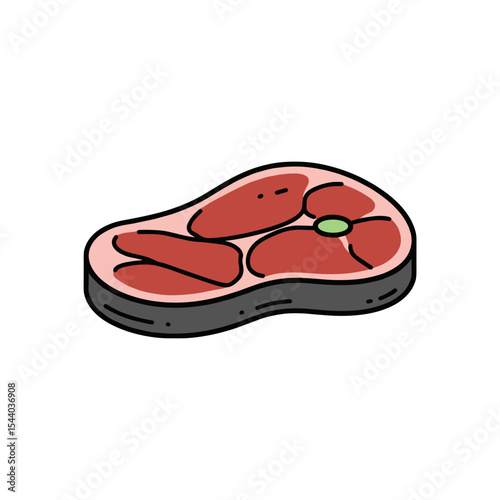Fresh steak illustration in vibrant colors showcasing marbled texture  
