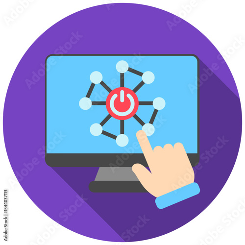 Activation mini illustration rounded flat color icon, use for machine learning, education, technology industry, UI, UX kit, app and web development, digital or print.