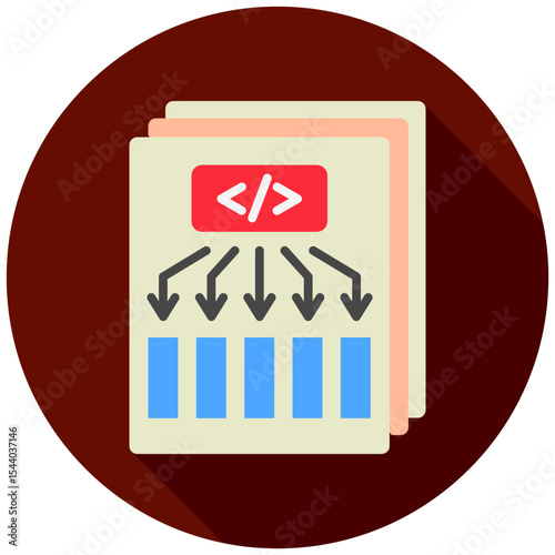 Attention Layer mini illustration rounded flat color icon, use for machine learning, education, technology industry, UI, UX kit, app and web development, digital or print.