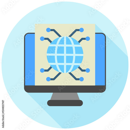 Architecture mini illustration rounded flat color icon, use for machine learning, education, technology industry, UI, UX kit, app and web development, digital or print.