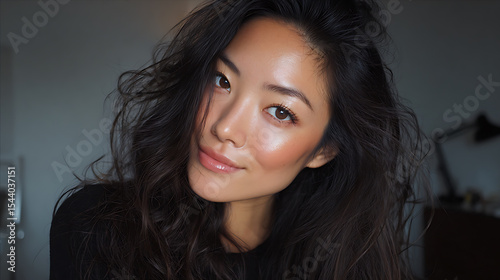 Asian beauty makeup tutorial natural glowy skin look flawless complexion dark hair and soft glam makeup style