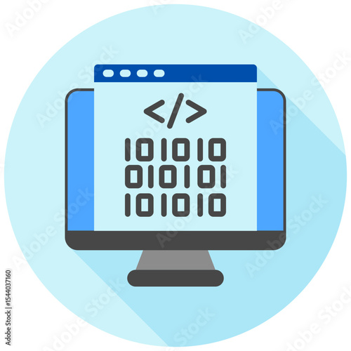 Code Snippet mini illustration rounded flat color icon, use for machine learning, education, technology industry, UI, UX kit, app and web development, digital or print.