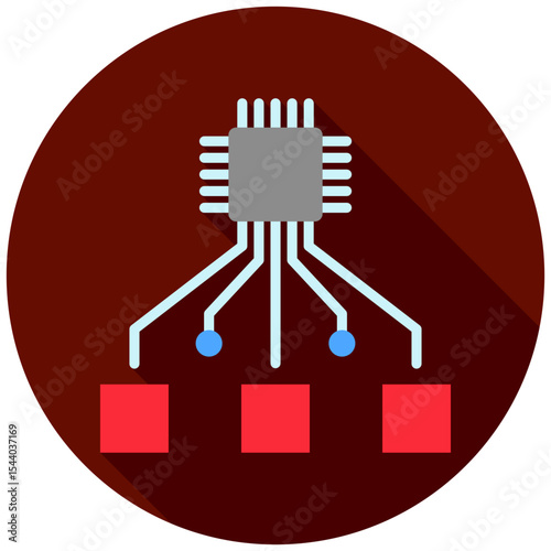 Clustering mini illustration rounded flat color icon, use for machine learning, education, technology industry, UI, UX kit, app and web development, digital or print.