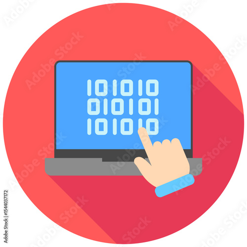 Computation mini illustration rounded flat color icon, use for machine learning, education, technology industry, UI, UX kit, app and web development, digital or print.