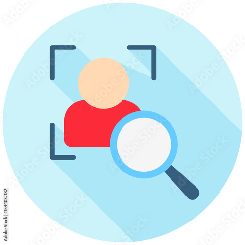 Face Detection mini illustration rounded flat color icon, use for machine learning, education, technology industry, UI, UX kit, app and web development, digital or print.