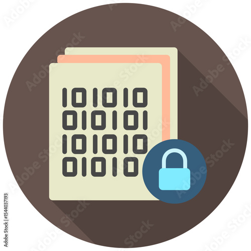 Encoding mini illustration rounded flat color icon, use for machine learning, education, technology industry, UI, UX kit, app and web development, digital or print.