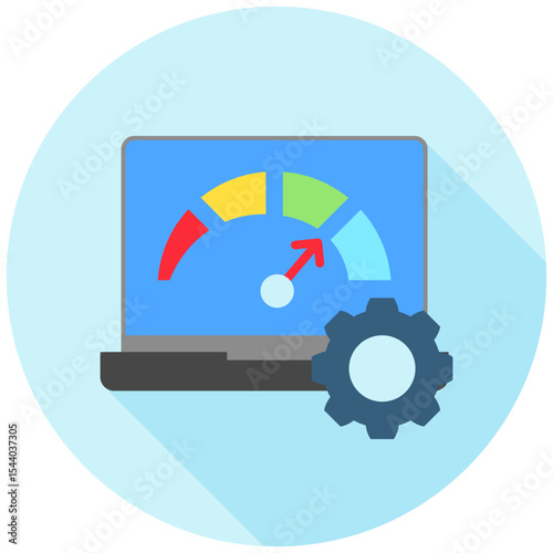 Performance mini illustration rounded flat color icon, use for machine learning, education, technology industry, UI, UX kit, app and web development, digital or print.