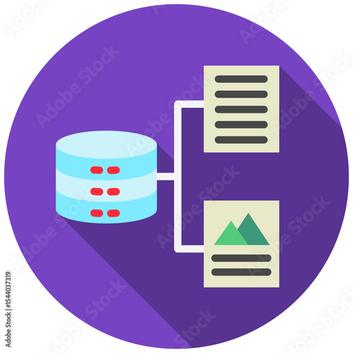 Output mini illustration rounded flat color icon, use for machine learning, education, technology industry, UI, UX kit, app and web development, digital or print.