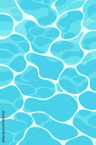 Tranquil Swimming Pool Water Surface Seamless Pattern. Blue Aqua Abstract Rippled Waves. Summer Vacation Background. Relaxing Fluid Motion. Vector Cartoon Texture. Clean Aqua Design Element