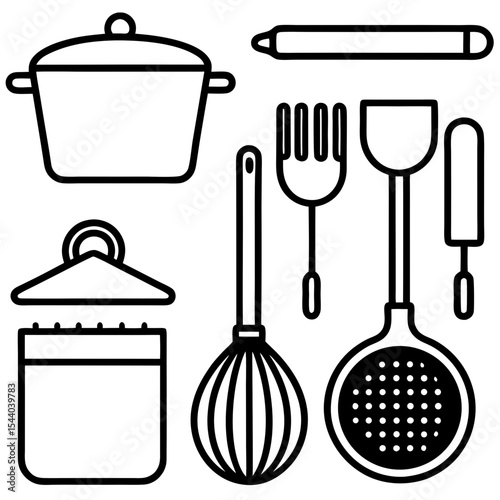 Minimal Cooking Tools Vector Set