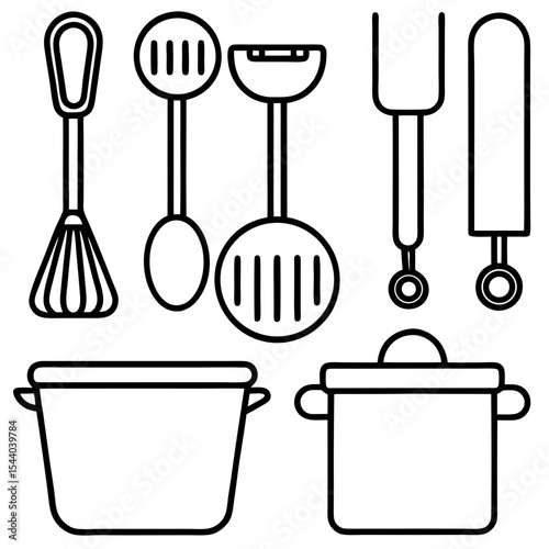 Minimal Cooking Tools Vector Set