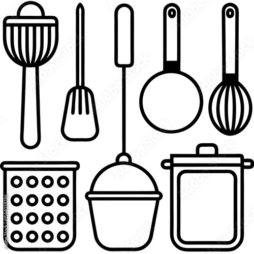 Minimal Cooking Tools Vector Set
