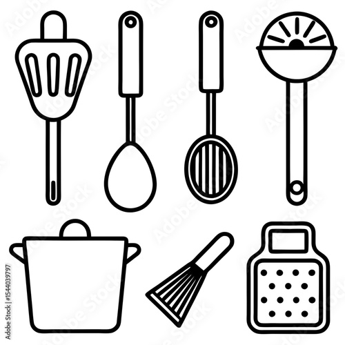 Minimal Cooking Tools Vector Set