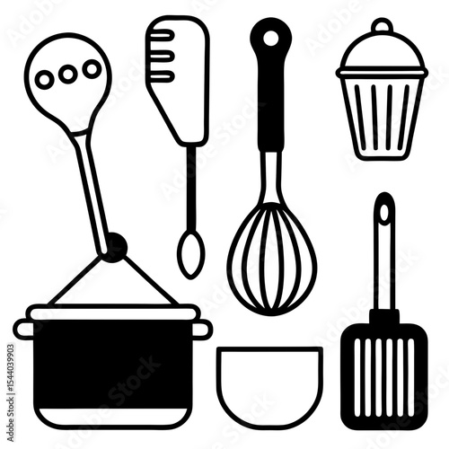 Minimal Cooking Tools Vector Set