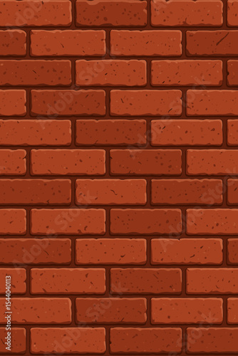 Seamless Red Brick Wall Texture Pattern. Vector Cartoon Illustration of Rough Clay Brick Masonry Surface for Industrial Urban Construction, Exterior Facade, Building Material, Background Design