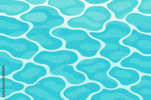 Seamless aqua blue swimming pool water surface pattern, tranquil abstract vector background, liquid ripple texture, wavy cartoon illustration, summer ocean waves, clean minimalist design