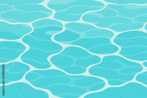 Tranquil Swimming Pool Water Surface Abstract Vector. Aqua Blue and White Ripple Pattern. Calm Relaxing Summer Pool Texture. Seamless Cartoon Background for Spa, Vacation, Tropical Design Concepts