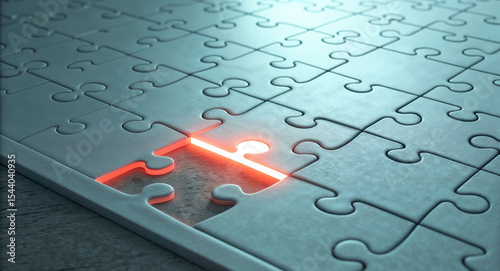 Glowing Missing Puzzle Piece Representing Critical Insight or Innovation
