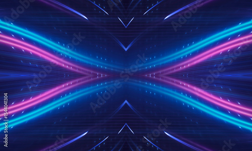 Abstract bright neon background scene with rays, spotlights, multi-colored background.