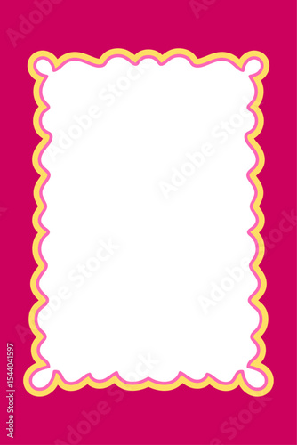 Wavy Retro Rectangular Scalloped Frame on a pink background