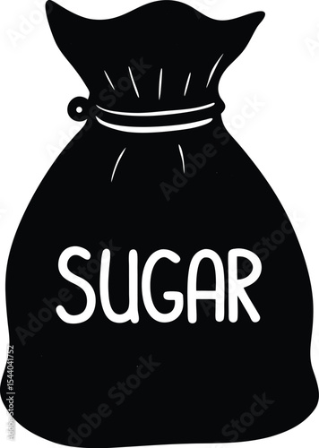 Sugar bag silhouette vector illustration.