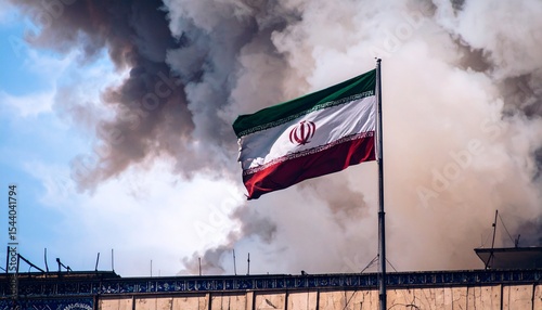 イランの国旗が燃えている