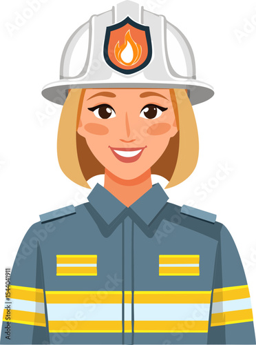 Female Firefighter in Uniform – Emergency Service Woman Vector Illustration