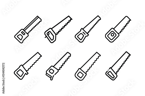 A line art Saw vector icon set