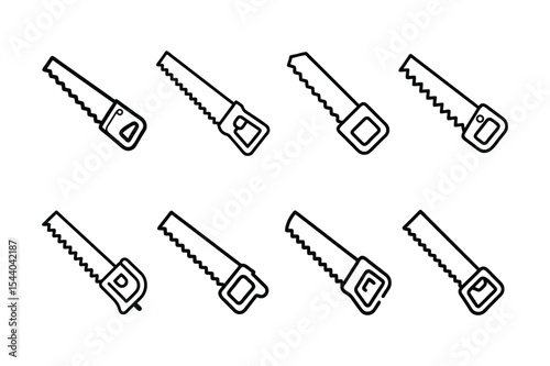 A line art Saw vector icon set