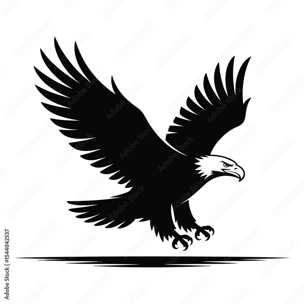 Obraz premium Flying eagle silhouette isolated on white background