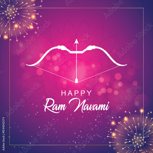 Happy Ram Navami. Ram Navami vector banner on isolated background. Vector Ram Navami text photo