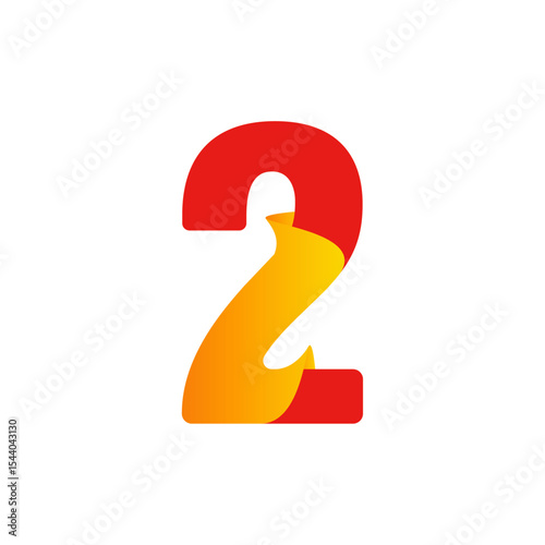 A modern and stylish number two logo design with a red and orange gradient isolated on white background
