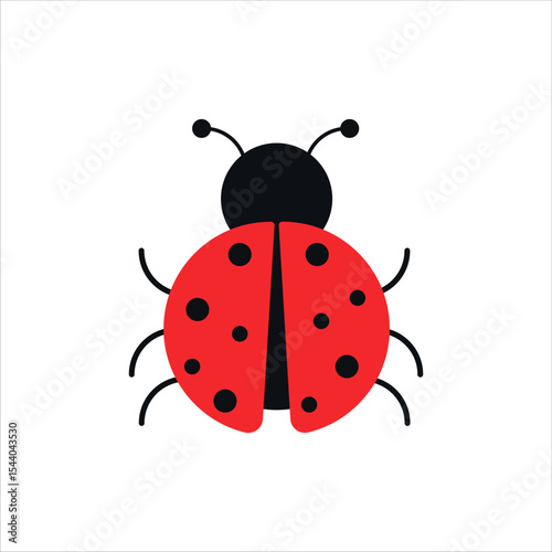 Illustration of a colorful ladybug with red dotted wings, very attractive