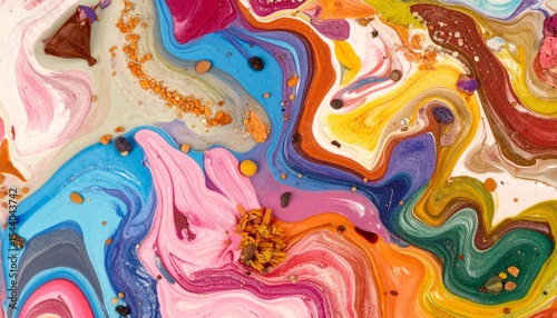 Melted Crayon Swirl with Embedded Seeds and Petals