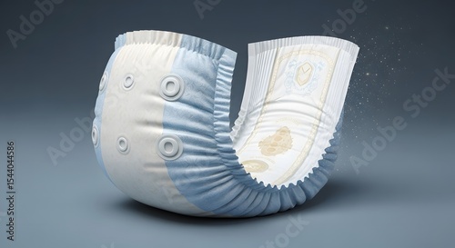Detailed Close-up of a Baby Diaper's Design and Structure