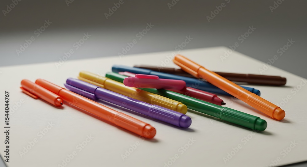Fototapeta premium set of colored pens on a sheet of paper