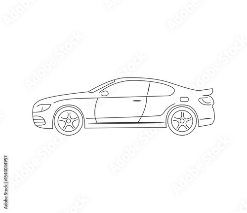 Side profile of a sleek sports coupe isolated on white background
