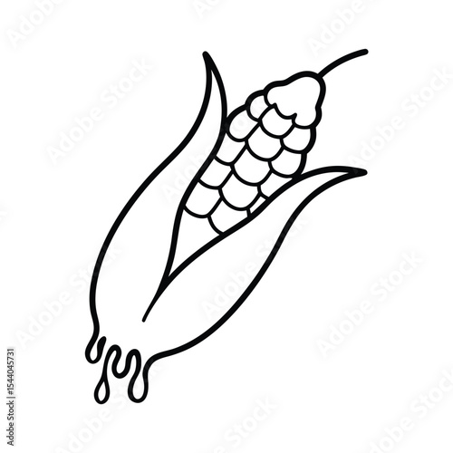 corn with melting butter drawn in drip style Vector illustration