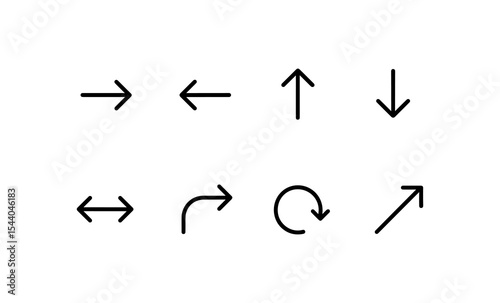 Set of minimalist directional arrows and icons